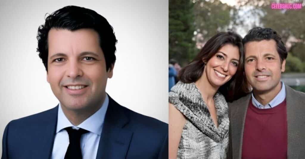 The image displays two photos: one of a smiling woman and another of her alongside a man, identified as Andre Hakkak.